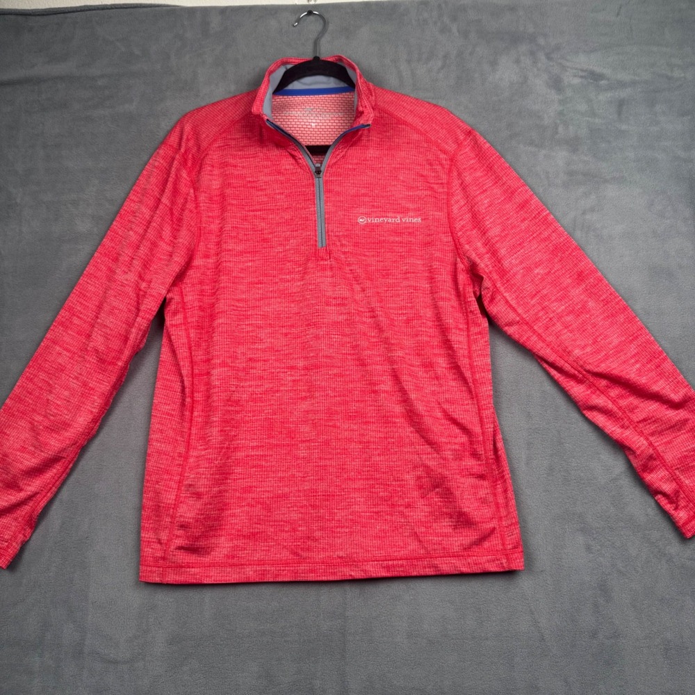 Vineyard Vines Mens Sankaty Quarter Zip Pullover Red Heather OTG Medium
